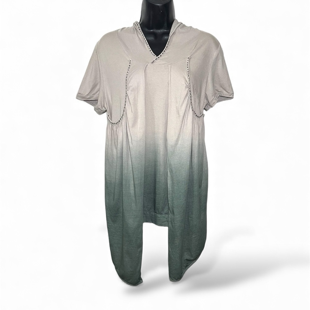 MÜR MÜR Beige & Green Gradient Women's Hooded V-neck Tunic